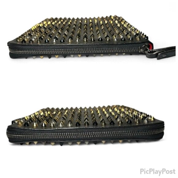 Christian Louboutin Black Leather Calfskin Spiked iPad Case/Wristlet - Picture 12 of 16